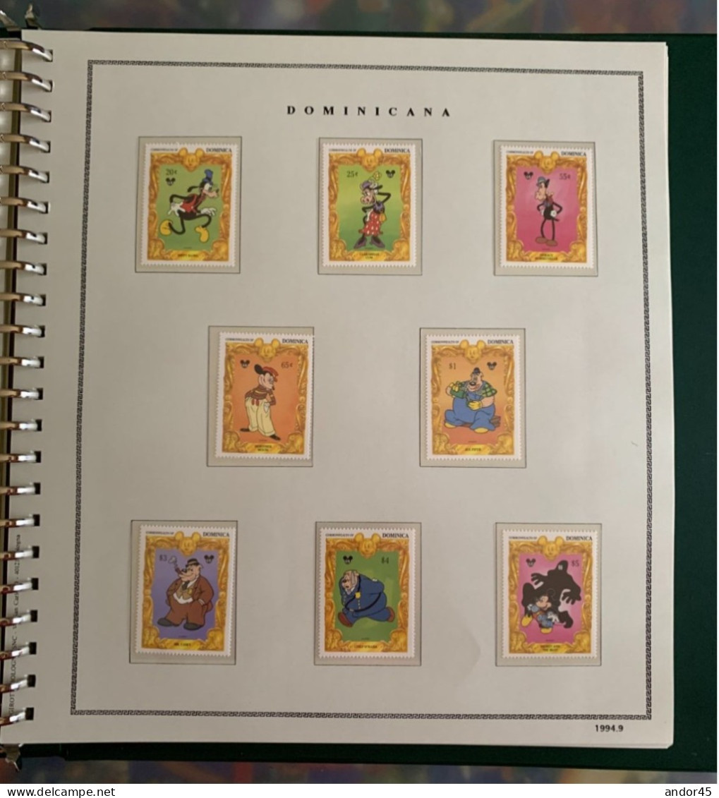 1994 ANNATA COMPLETA COLLEZIONE WALT DISNEY DA TUTTE LE PARTI DEL MONDO  MONTATA SU ALBUM CONTENENTE   FRANCOBOLLI SINGO