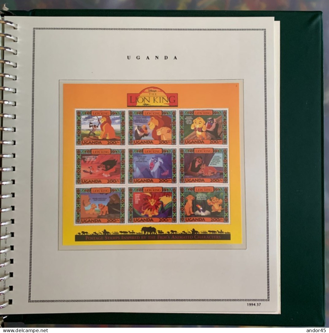 1994 ANNATA COMPLETA COLLEZIONE WALT DISNEY DA TUTTE LE PARTI DEL MONDO  MONTATA SU ALBUM CONTENENTE   FRANCOBOLLI SINGO