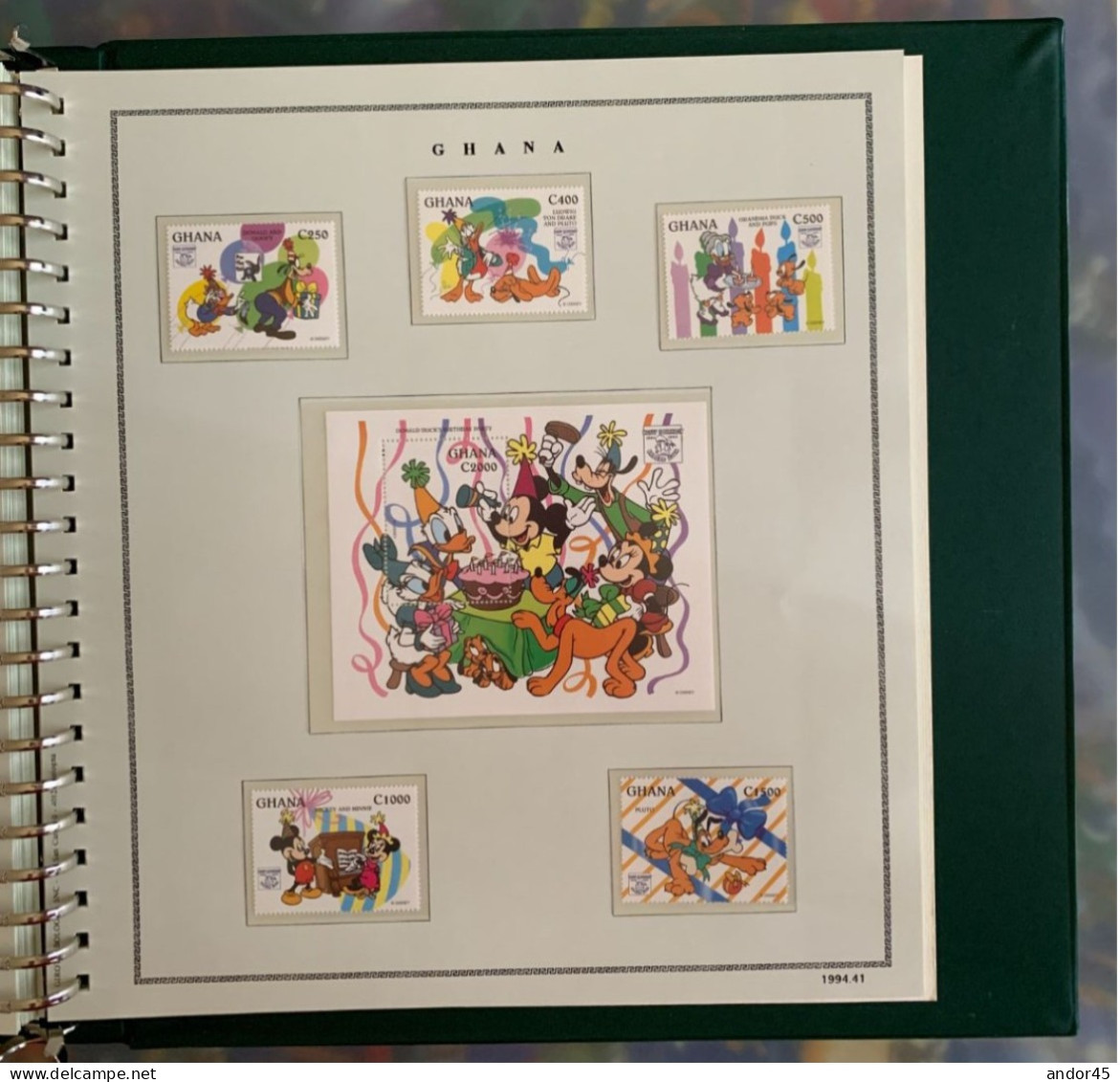 1994 ANNATA COMPLETA COLLEZIONE WALT DISNEY DA TUTTE LE PARTI DEL MONDO  MONTATA SU ALBUM CONTENENTE   FRANCOBOLLI SINGO