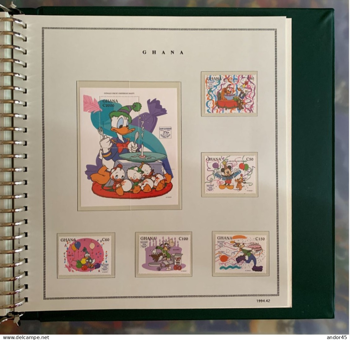 1994 ANNATA COMPLETA COLLEZIONE WALT DISNEY DA TUTTE LE PARTI DEL MONDO  MONTATA SU ALBUM CONTENENTE   FRANCOBOLLI SINGO