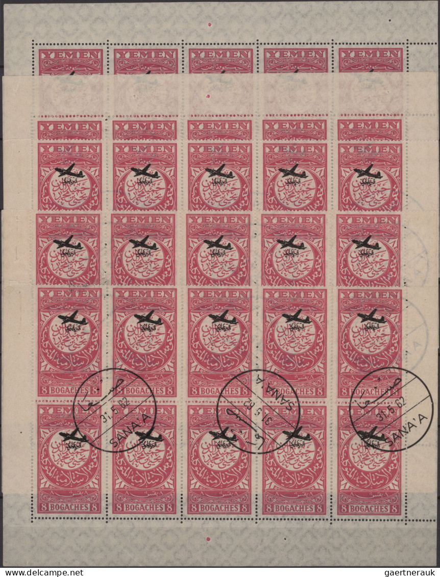 Yemen: 1954, Provisionals, Stock Of The Overprint "airplane" And "airplane And Y - Jemen