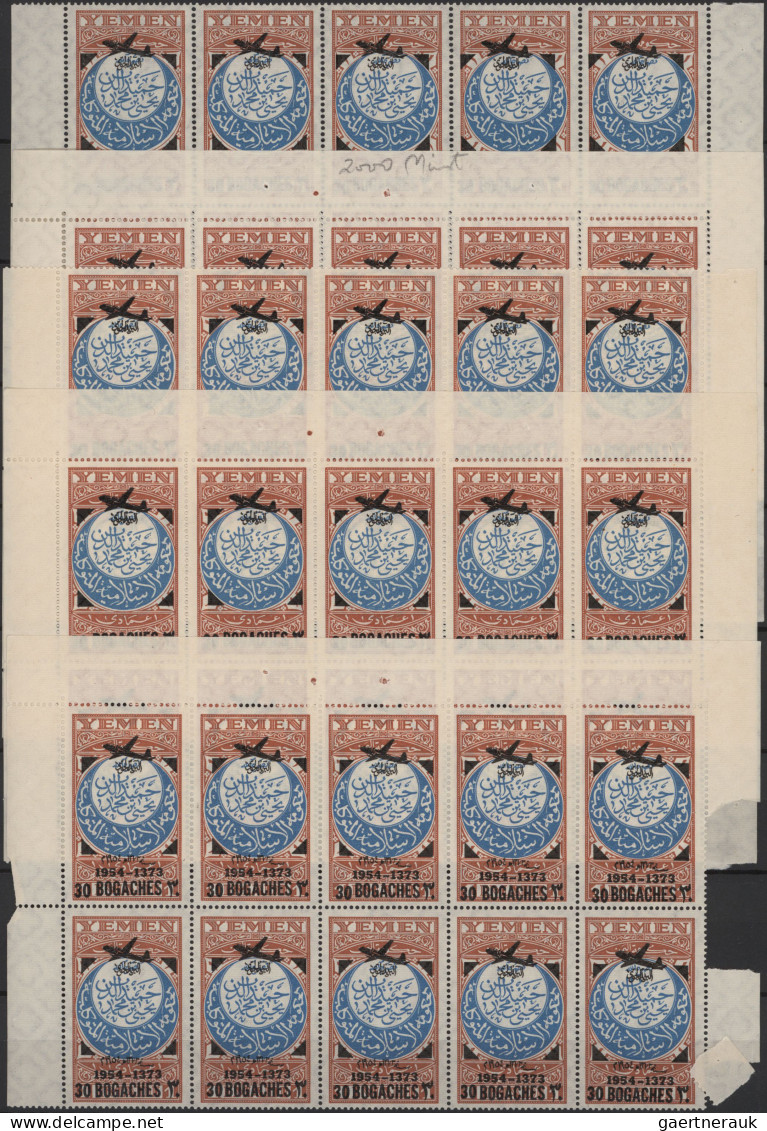 Yemen: 1954, Provisionals, stock of the overprints "airplane" and "airplane and