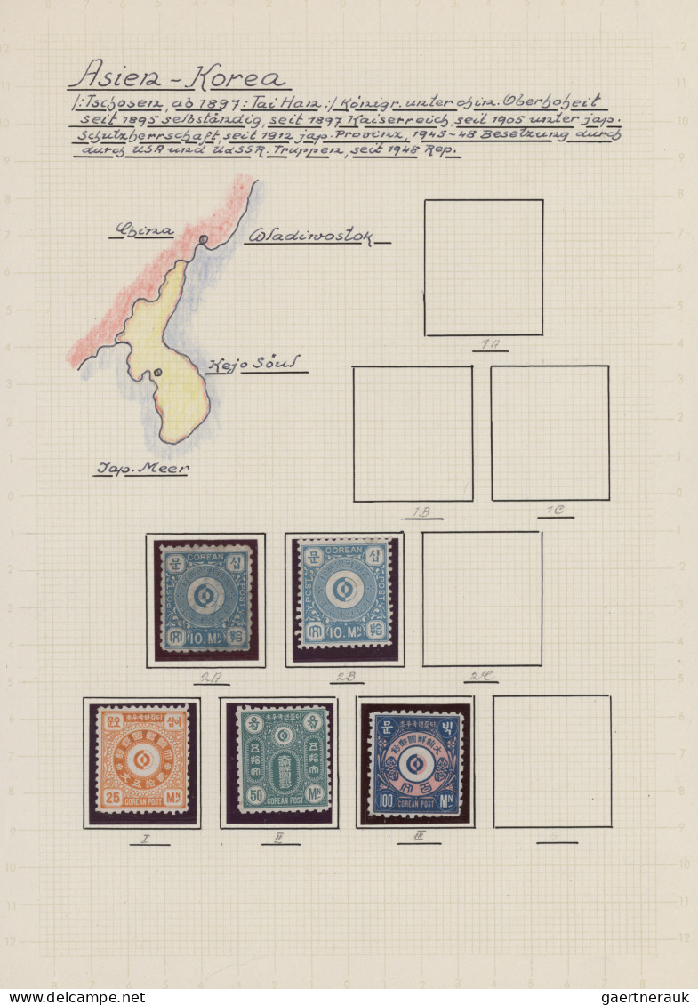 Korea: 1884/1970 (ca.), Mint And Used On Old Pages Inc. Dae Han In Black On 5 P. - Corée (...-1945)