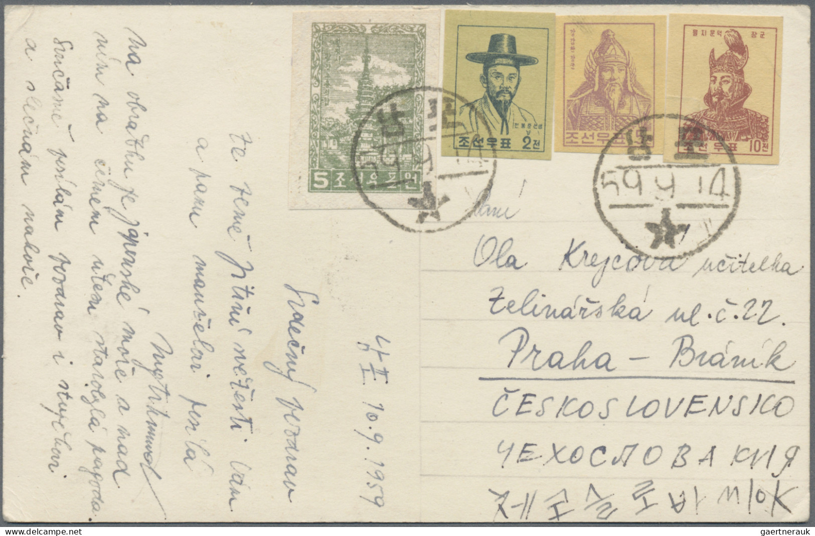 North Korea: 1955/1961, Six Surface Mail Covers/ppc Used Pyongyang, Hongwok, Kow - Corea Del Norte