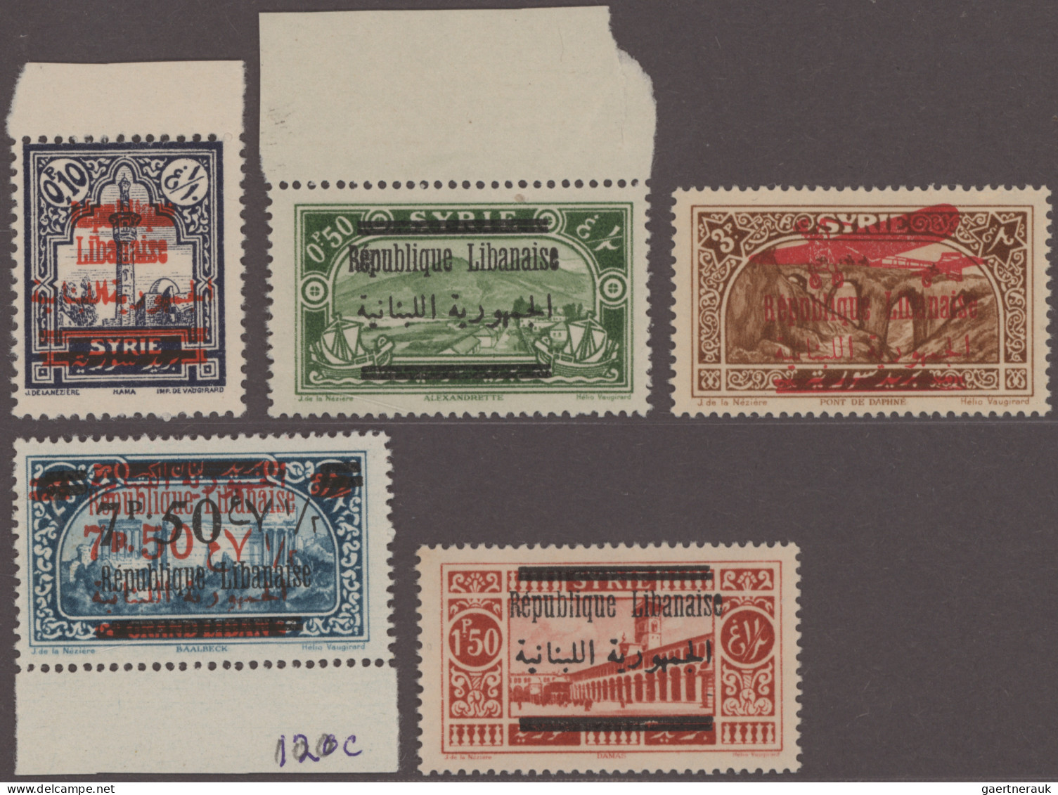 Lebanon: 1927/1928, Erroneously Overprinted (mainly Syrian) Stamps, Lot Of Five - Libanon