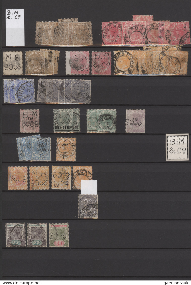 Malayan States - Straits Settlement: 1868/1961s, Perfins And Some Security Chops - Straits Settlements