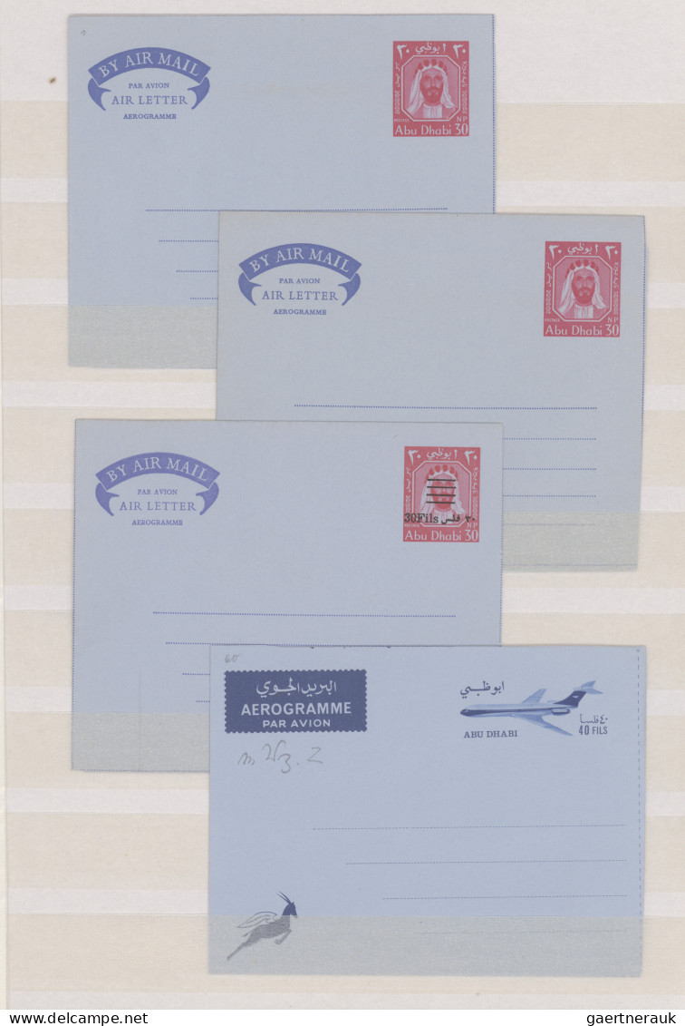 Abu Dhabi: 1964/1971, Collection Of 32 Unused Air Letter Sheets Incl. Types. - Abu Dhabi