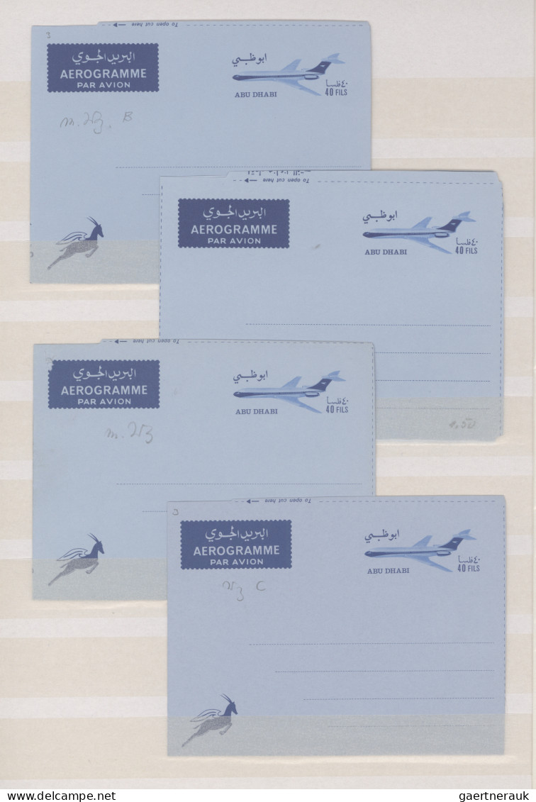 Abu Dhabi: 1964/1971, Collection Of 32 Unused Air Letter Sheets Incl. Types. - Abu Dhabi