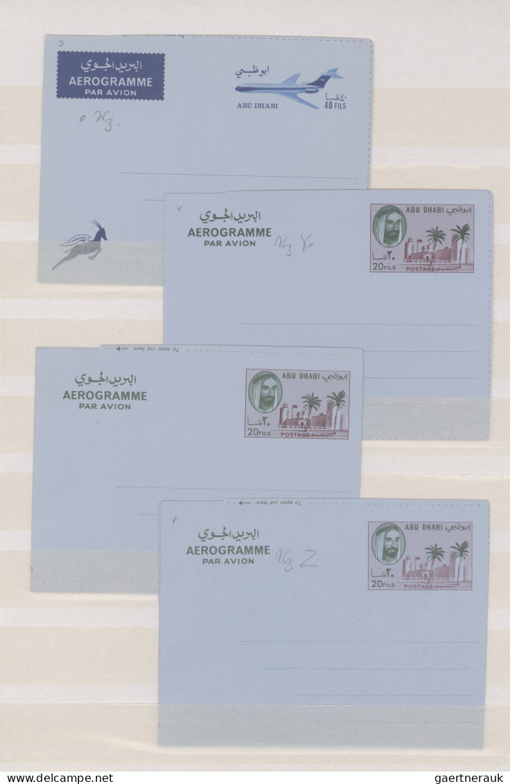 Abu Dhabi: 1964/1971, Collection Of 32 Unused Air Letter Sheets Incl. Types. - Abu Dhabi