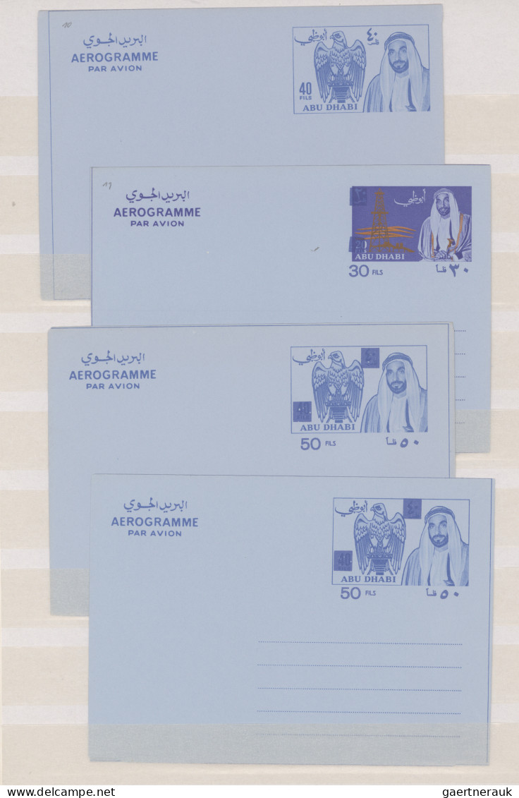 Abu Dhabi: 1964/1971, collection of 32 unused air letter sheets incl. types.