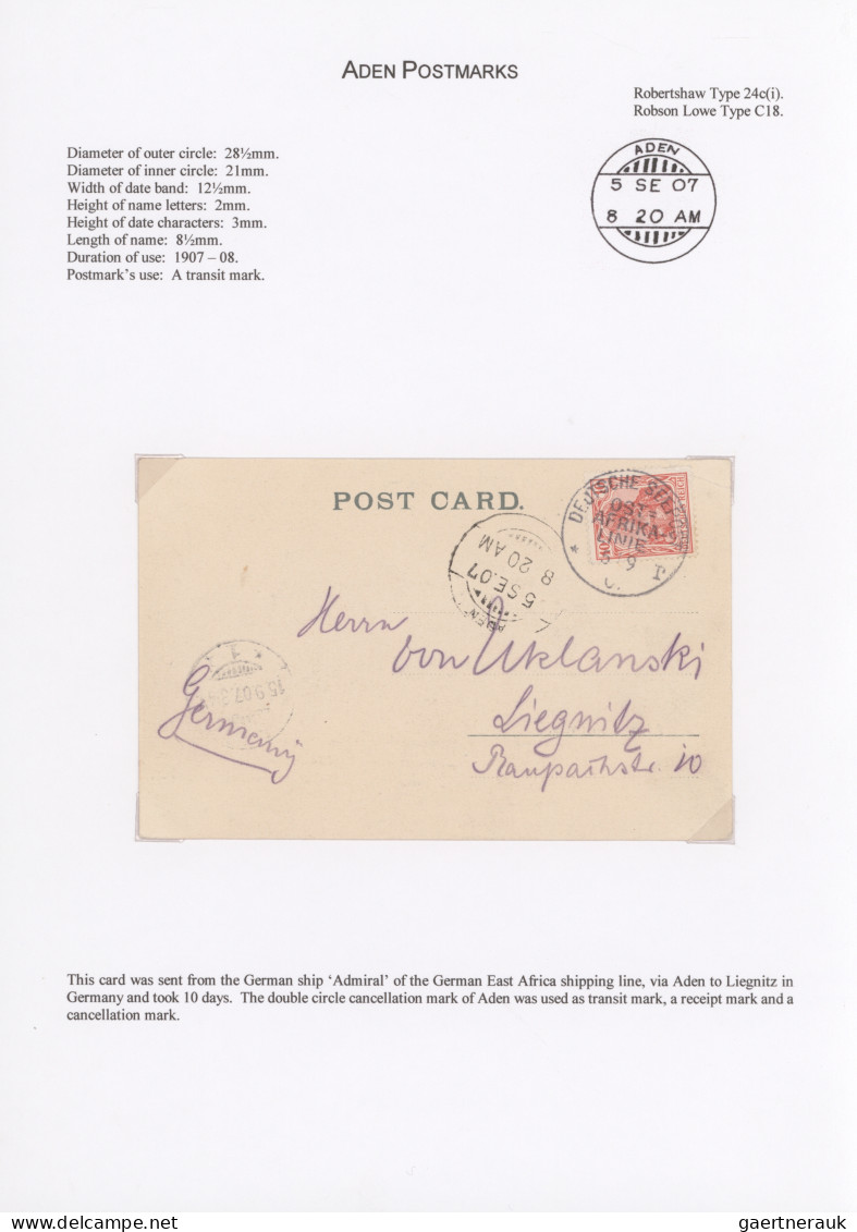 Aden: 1868/1951 ADEN POSTMARKS: Collection of 19 covers, picture postcards and p