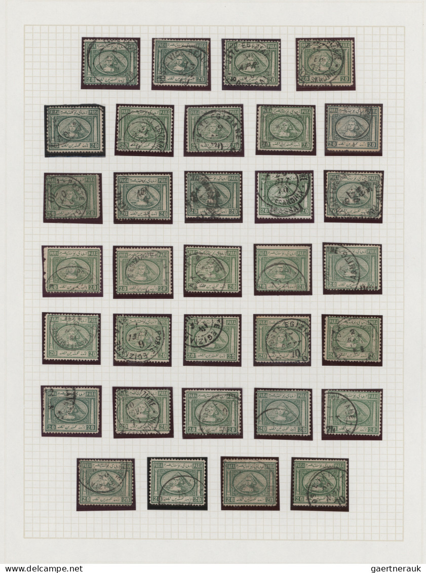 Egypt: 1867/1871, "Sphinx/Pyramid", Used Collection Of Apprx. 140 Stamps On Albu - 1915-1921 Protectorat Britannique