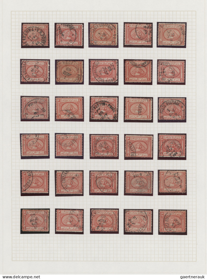 Egypt: 1867/1871, "Sphinx/Pyramid", Used Collection Of Apprx. 140 Stamps On Albu - 1915-1921 Brits Protectoraat