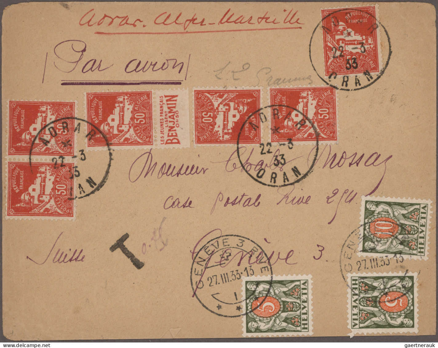 Algeria: 1901/1936: Small Collection Of 13 Covers, Picture Postcards And Postal - Covers & Documents