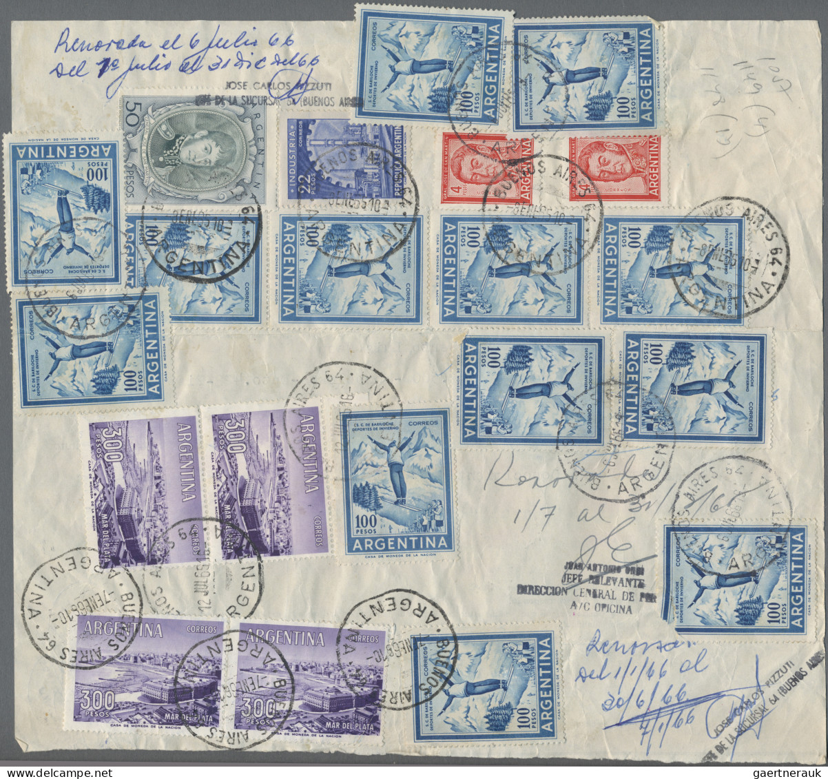 Argentina: 1900/2000's: Accumulation of covers, postcards, franked forms (subscr