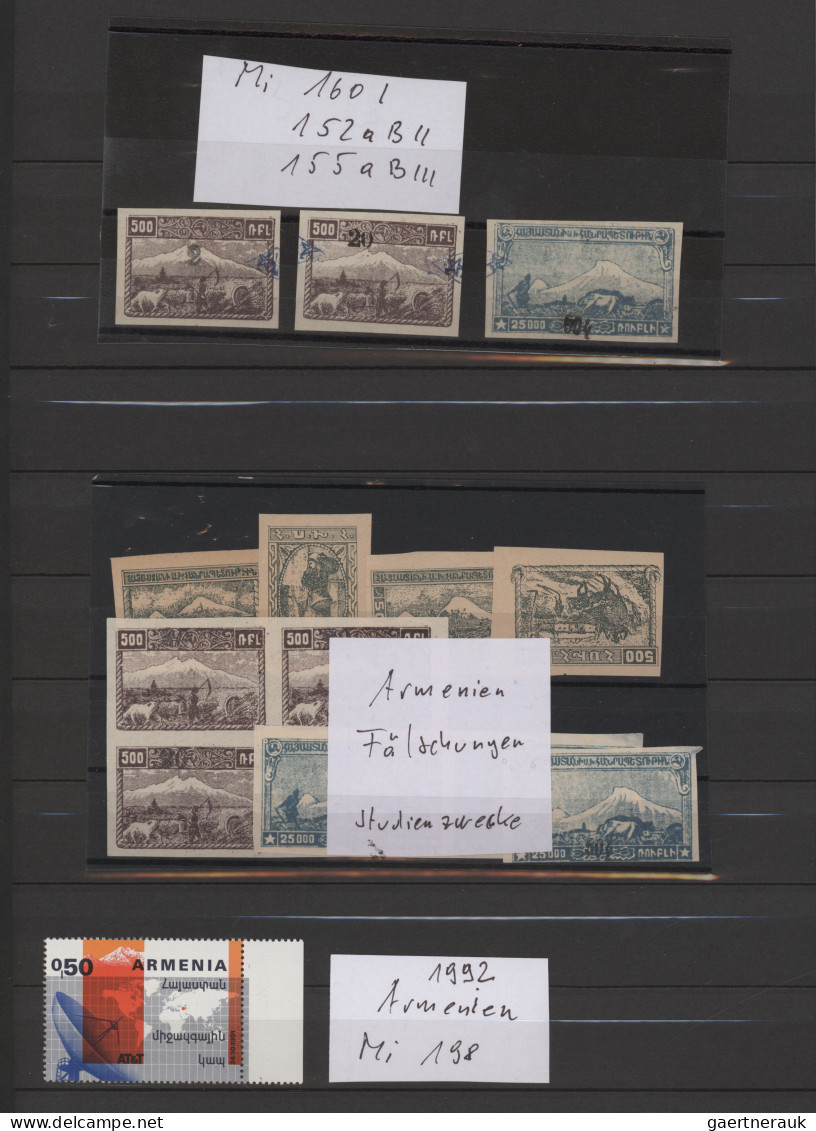 Armenia: 1919/1922 Group Of 44 Mint And Used Stamps, Several Overprinted Stamps - Armenia