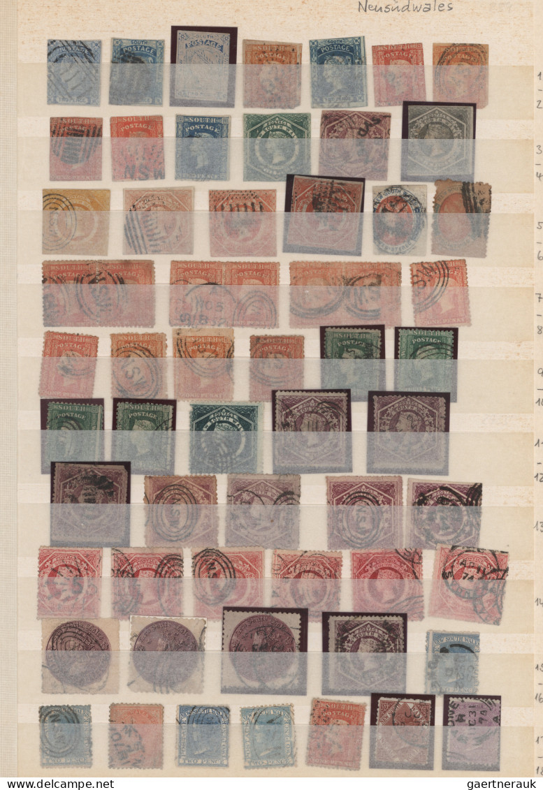 New South Wales: 1850/1910 (ca.), Used And Mint Balance Of Apprx. 750 Stamps, Sl - Cartas & Documentos