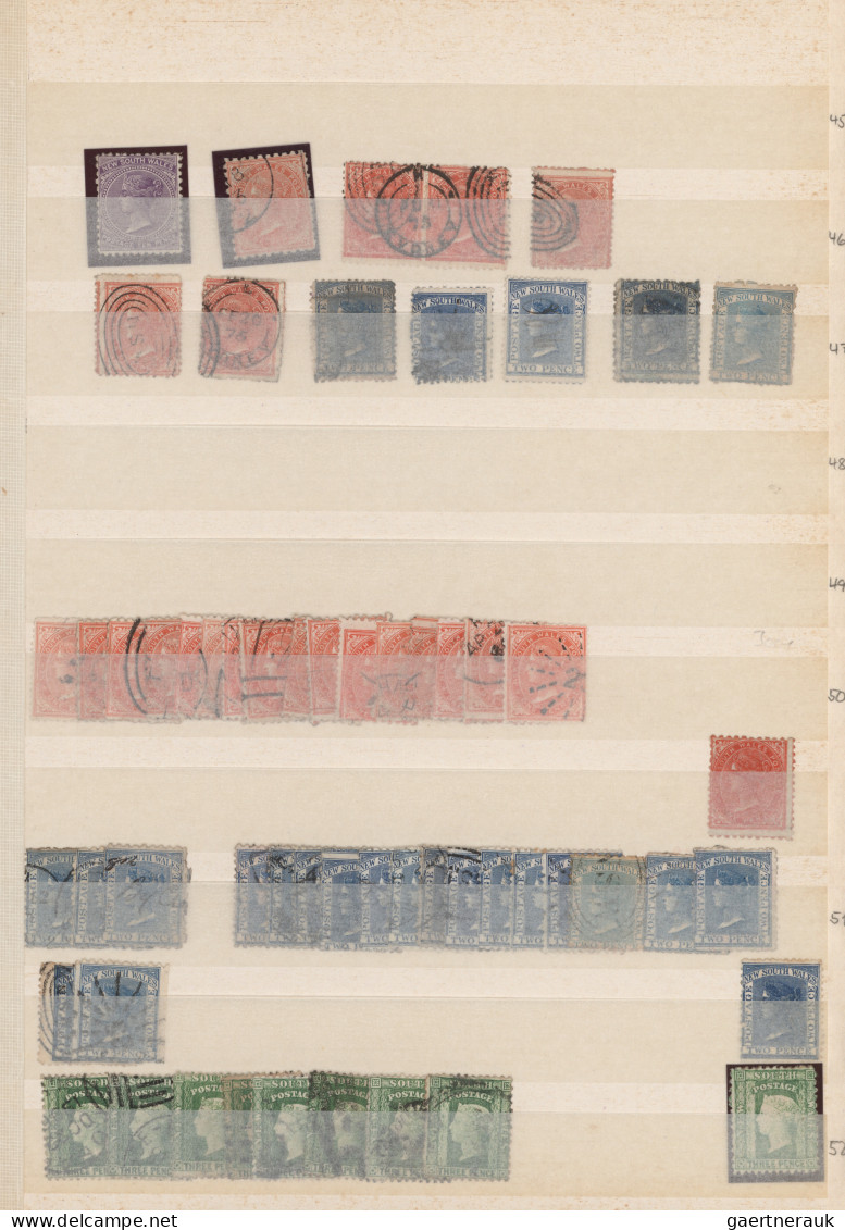 New South Wales: 1850/1910 (ca.), Used And Mint Balance Of Apprx. 750 Stamps, Sl - Lettres & Documents