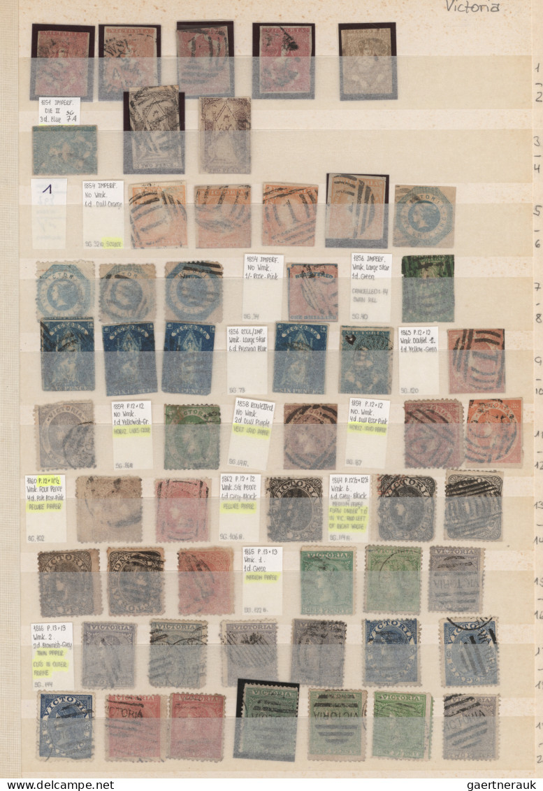 Victoria: 1850/1910 (ca.), Used And Mint Balance Of Apprx. 1.400 Stamps, Slightl - Cartas & Documentos
