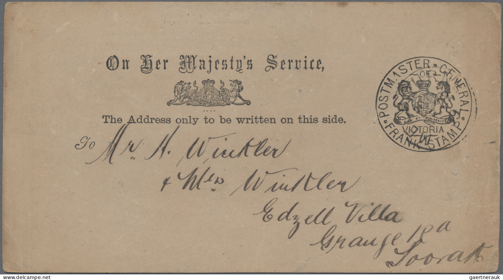 Victoria - Postal Stationery: 1878/1900 (ca.), Official Mail/Free Franks, Assort - Other & Unclassified