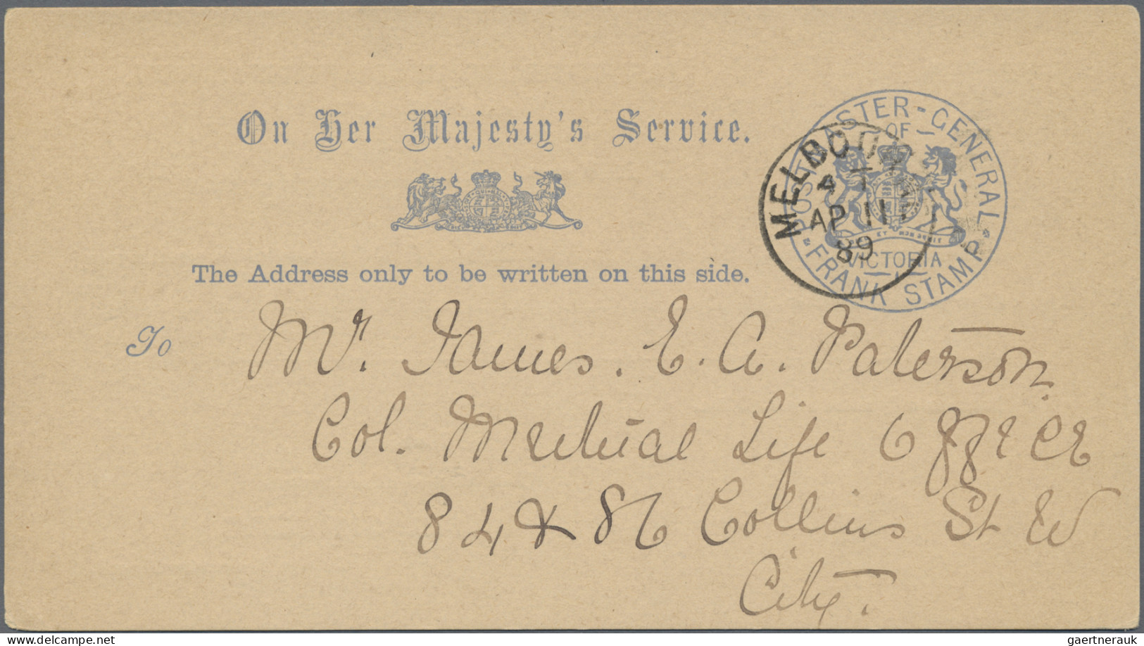 Victoria - Postal Stationery: 1878/1900 (ca.), Official Mail/Free Franks, Assort - Altri & Non Classificati