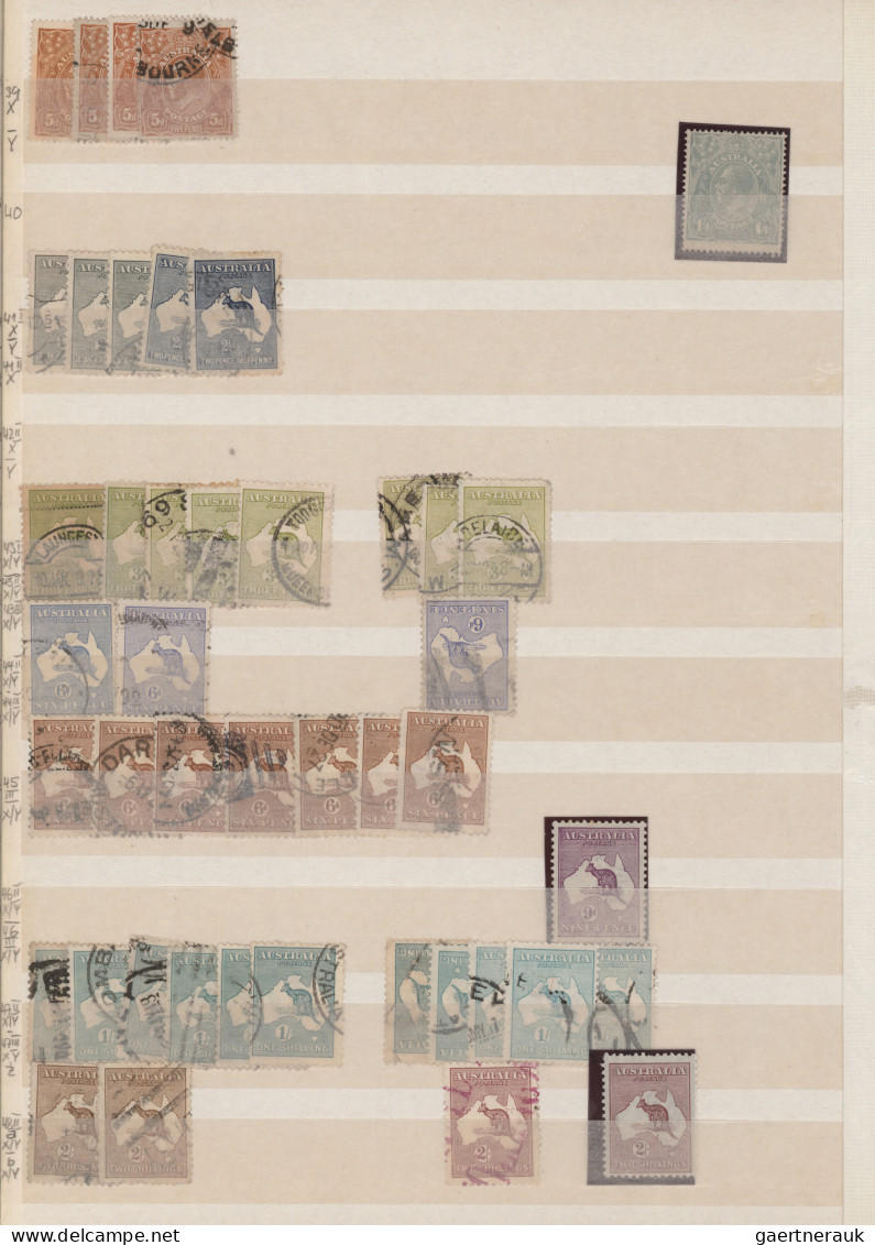 Australia: 1913/1940 (ca.), Used And Mint Balance Of More Than 1.100 Stamps, Nea - Sammlungen