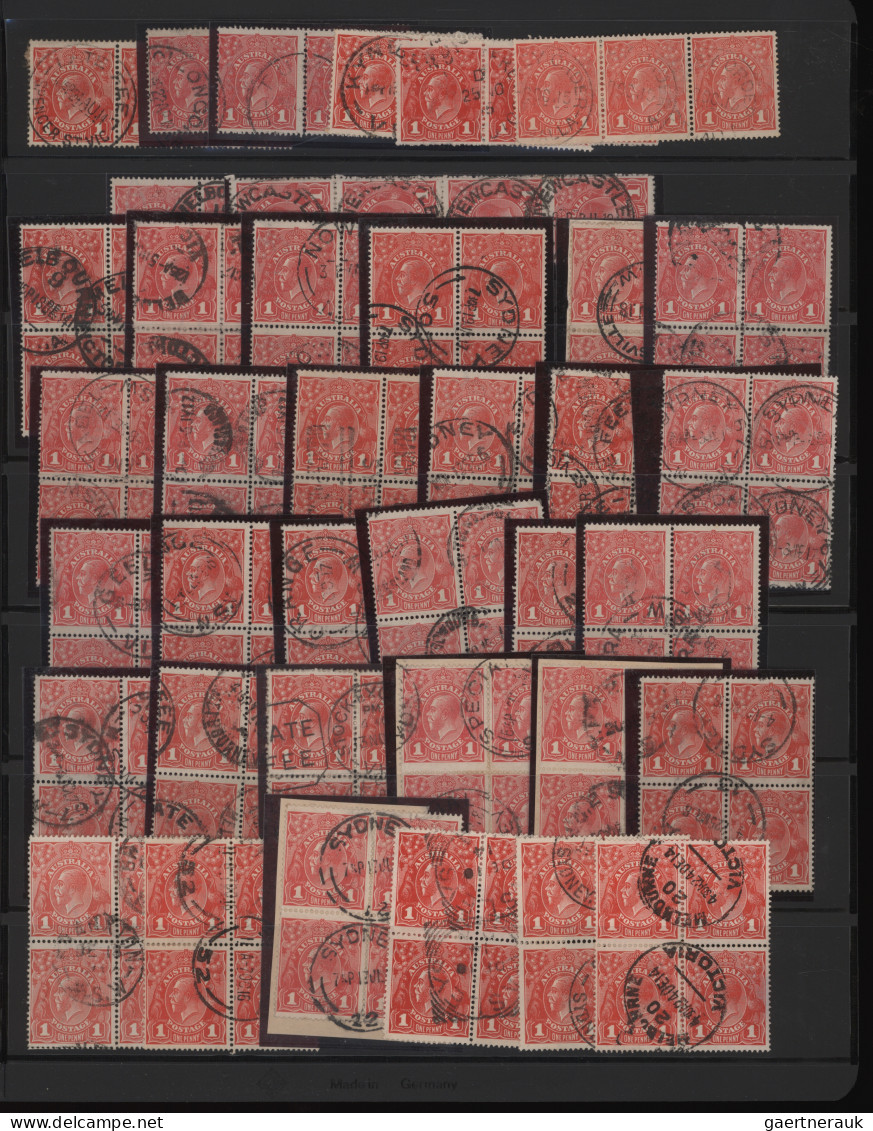 Australia: 1914/1919, 1d Red KGV (ACSC 70, 71 & 72): SPECIALITIES - Collection A - Verzamelingen