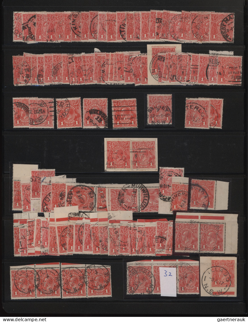 Australia: 1914/1919, 1d Red KGV (ACSC 70, 71 & 72): SPECIALITIES - Collection A - Verzamelingen