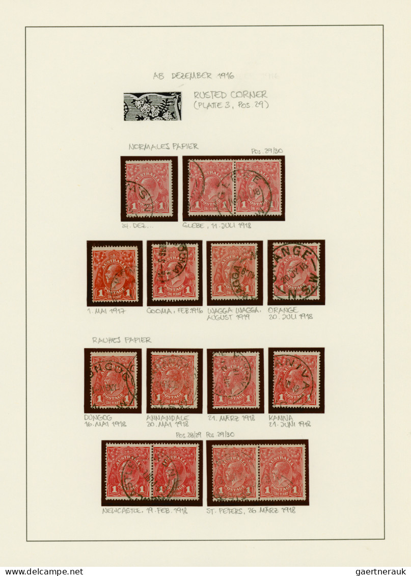 Australia: 1914/1919, 1d Red KGV (ACSC 71 & 72): PRINTING VARIETIES & SPECIALITI - Verzamelingen