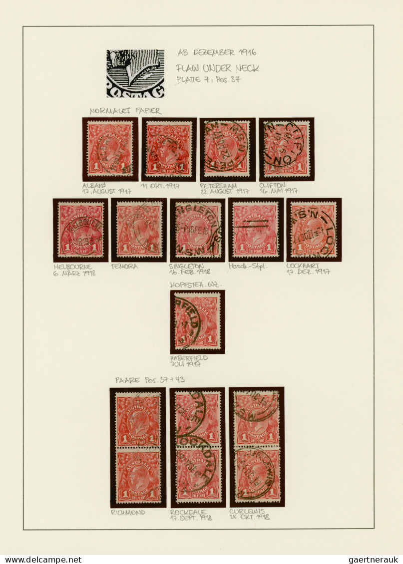 Australia: 1914/1919, 1d red KGV (ACSC 71 & 72): PRINTING VARIETIES & SPECIALITI