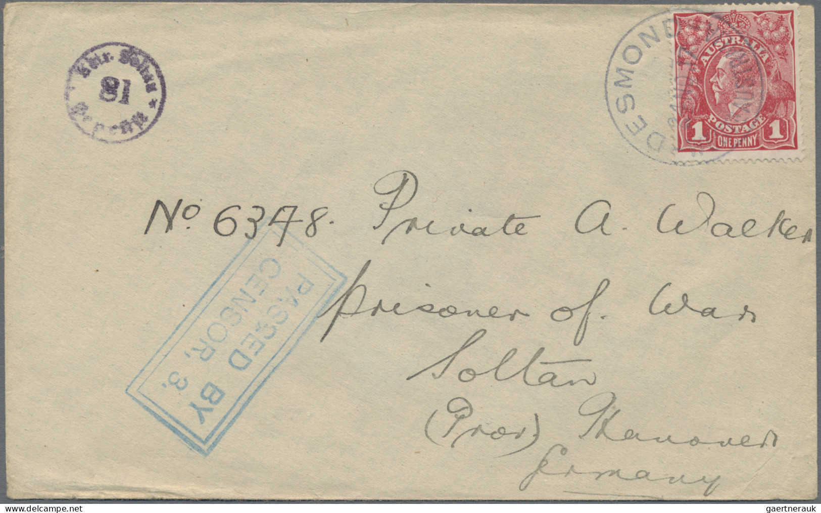 Australia: 1917/1918, 1d Red KGV (ACSC 71 & 72): POW MAIL, Very Interesting Sele - Collections
