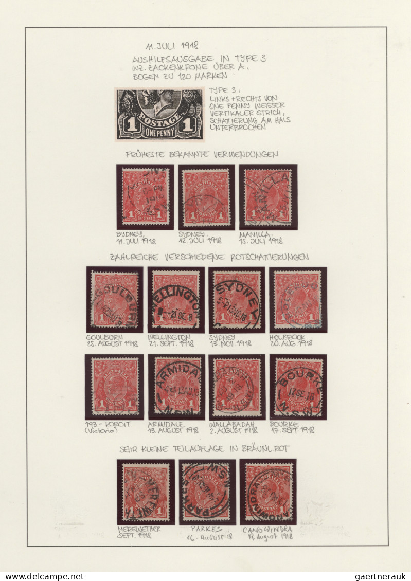 Australia: 1918/1919, 1d Red KGV, Die III (ACSC 75): Collection With More Than 1 - Collections