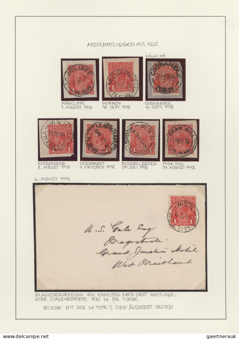 Australia: 1918/1919, 1d Red KGV, Die III (ACSC 75): Collection With More Than 1 - Sammlungen