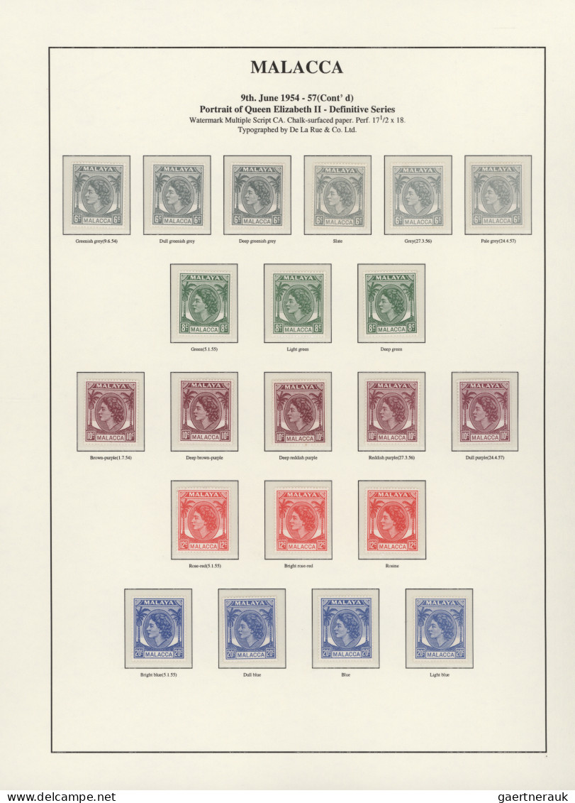 Malayan States - Malakka: 1954/1957, Definitives QEII 1c.-$5, MNH Specialised Co - Malacca