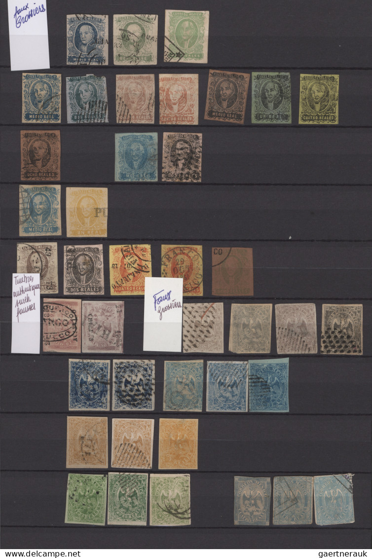 Mexico: 1856/1870, Collection/accumulation Of Nearly 400 Stamps Of The Hidalgo, - Messico