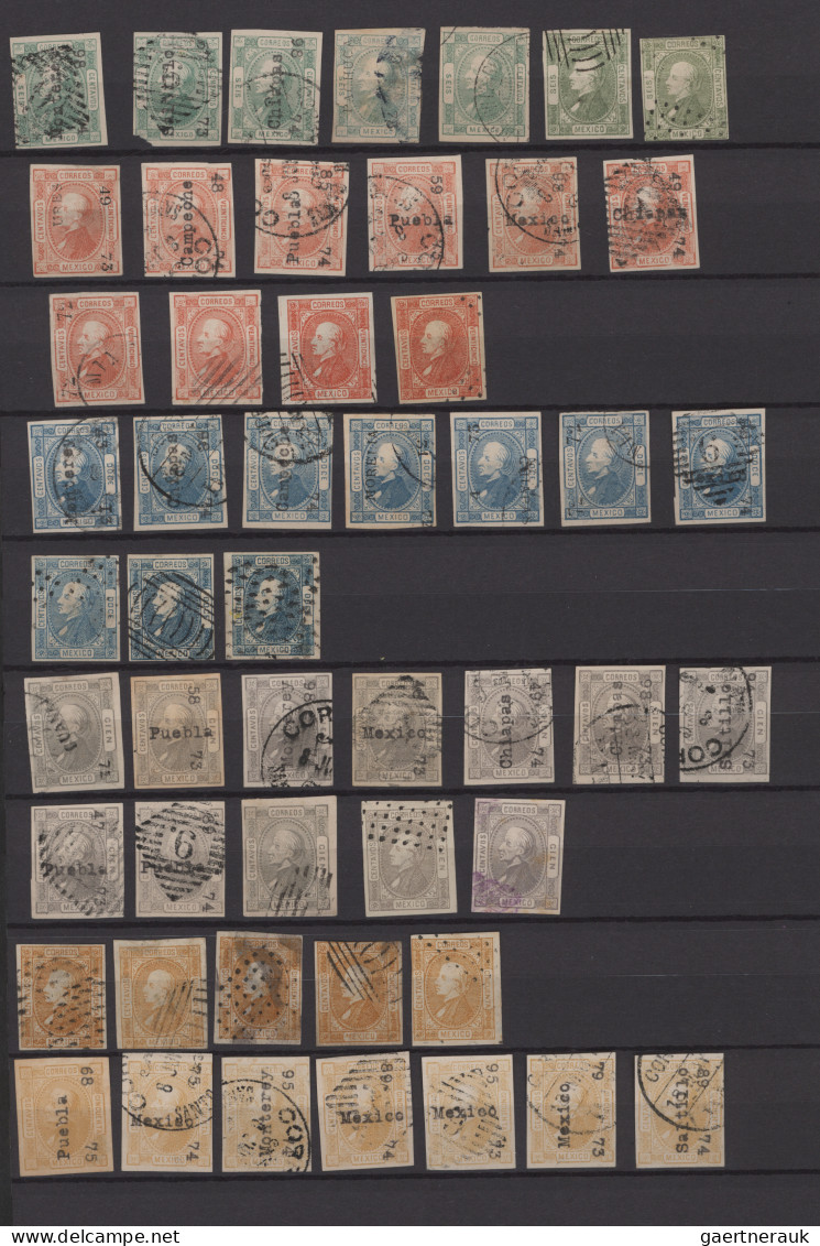 Mexico: 1856/1870, collection/accumulation of nearly 400 stamps of the Hidalgo,