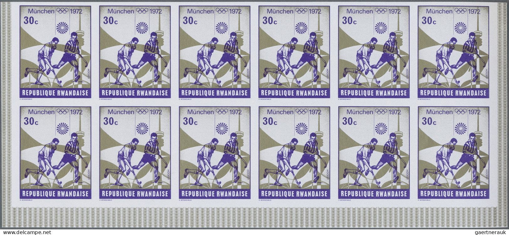 Ruanda: 1967/1975: Lot Of 13,519 IMPERFORATE Stamps, Souvenir And Miniature Shee - Sonstige & Ohne Zuordnung