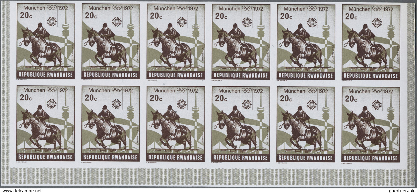 Ruanda: 1967/1975: Lot of 13,519 IMPERFORATE stamps, souvenir and miniature shee