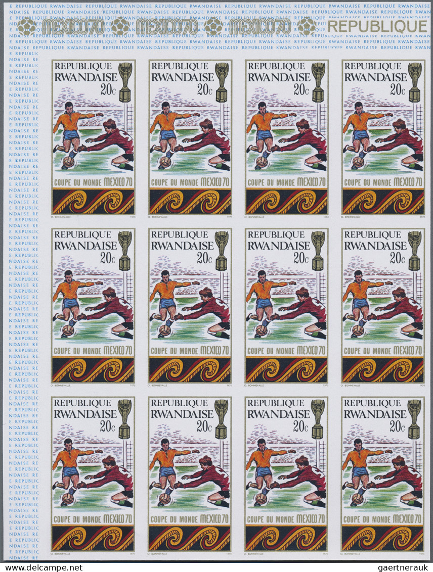 Ruanda: 1967/1975: Lot of 13,519 IMPERFORATE stamps, souvenir and miniature shee