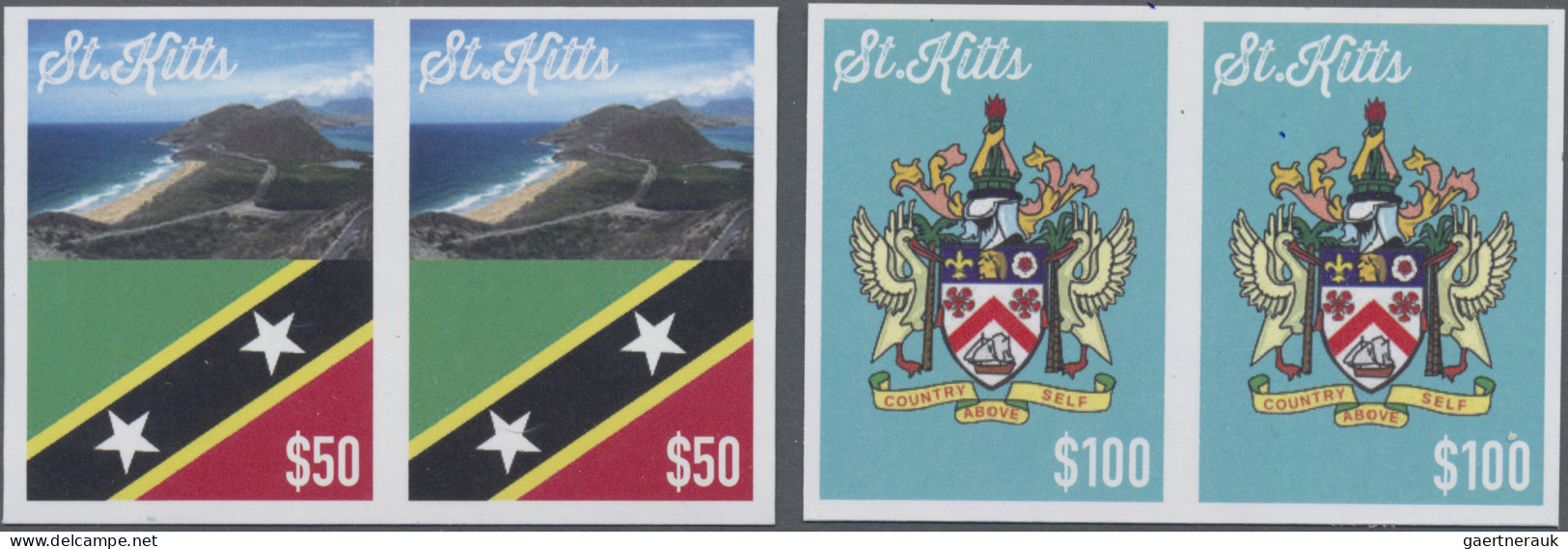 St. Kitts: 2015. Lot Of 28 IMPERFORATE Definitives Sets $50 And $100 Showing 'Vi - St.Christopher-Nevis & Anguilla (...-1980)