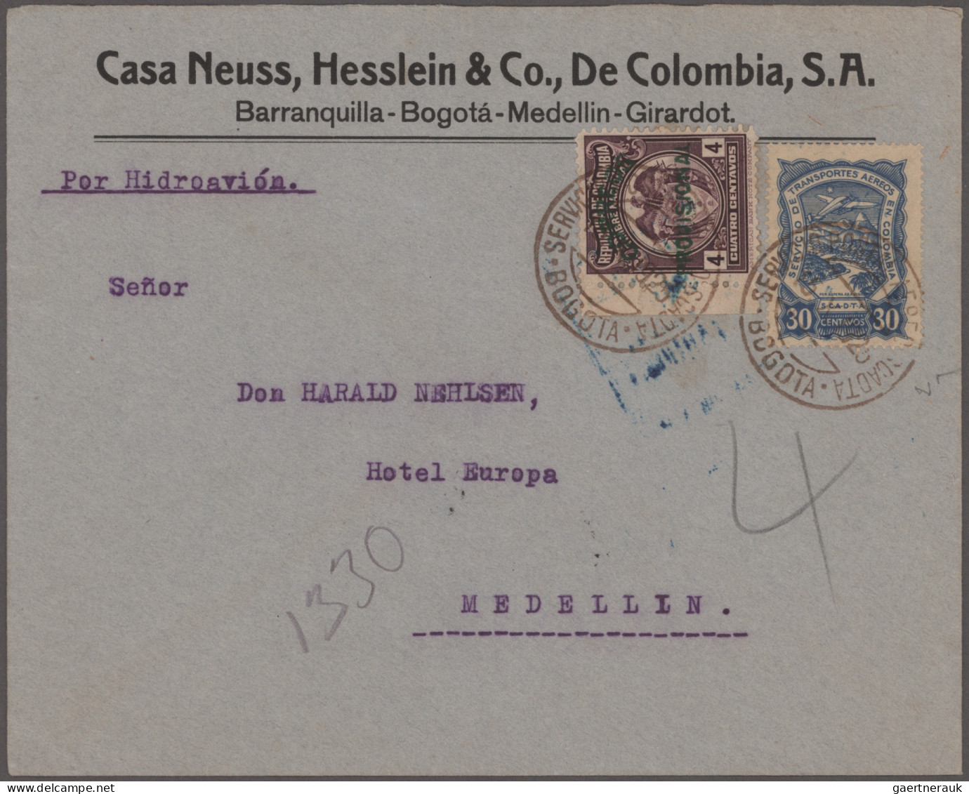 SCADTA - Issue For Columbia: 1922/1925, Lot Of Seven Airmail Covers With Mixed F - Colombia