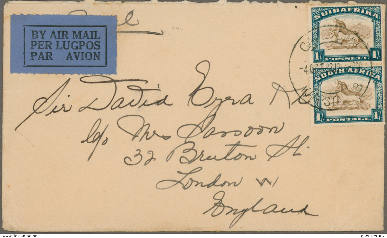 South Africa: 1925/1938 Six Airmail Covers To England (2) Resp. Inland, With 192 - Brieven En Documenten