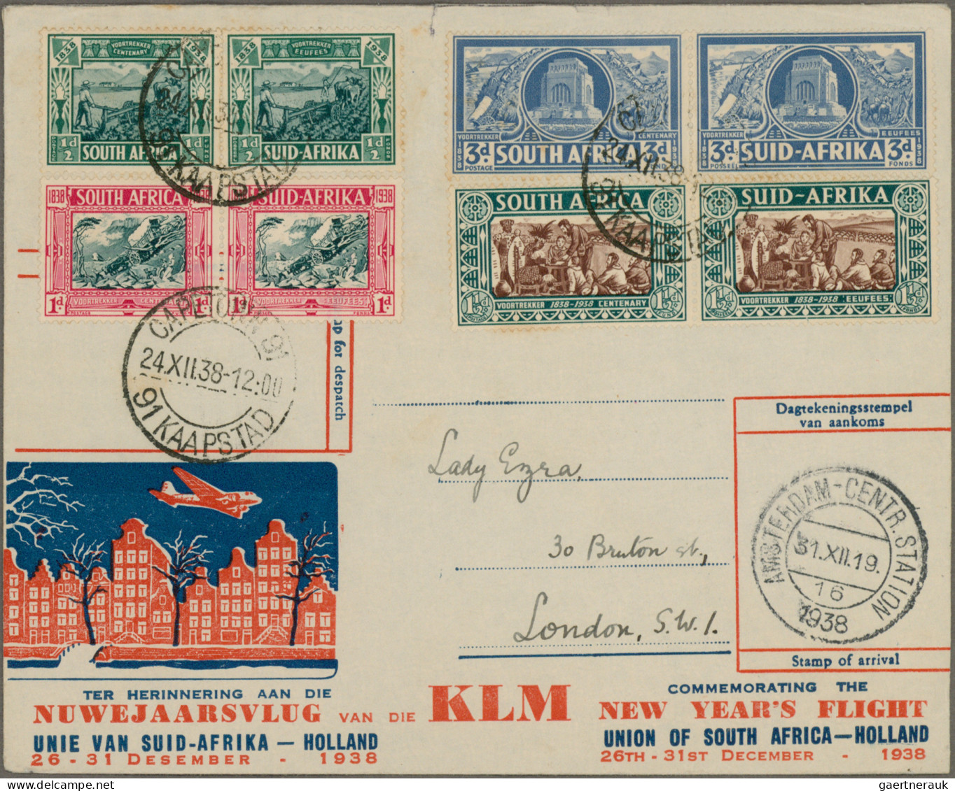 South Africa: 1925/1938 Six Airmail Covers To England (2) Resp. Inland, With 192 - Briefe U. Dokumente