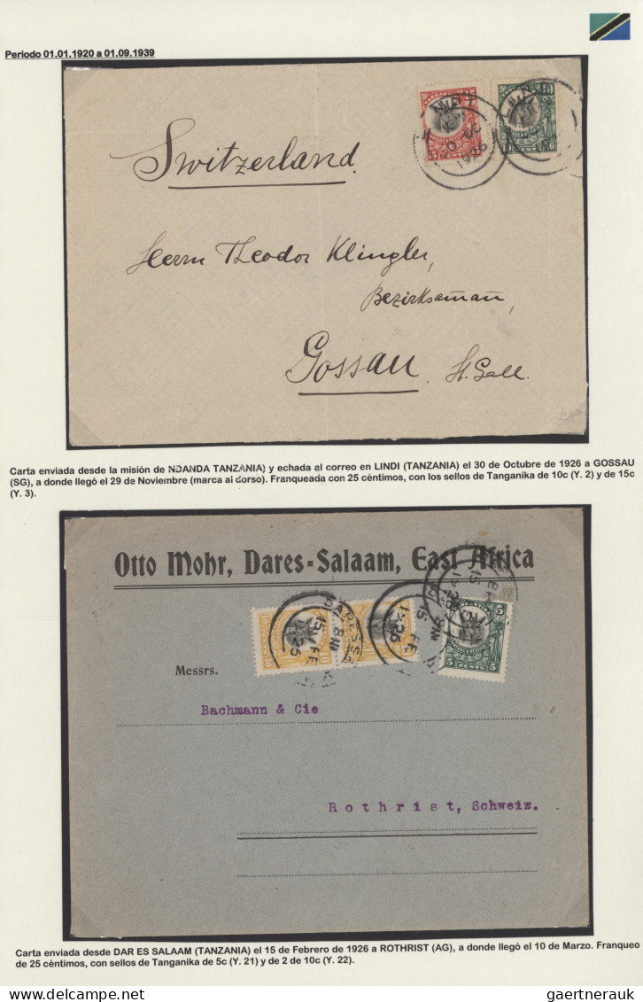 Tansania: 1899/1939, Collection of 59 covers, picture postcards and some postal