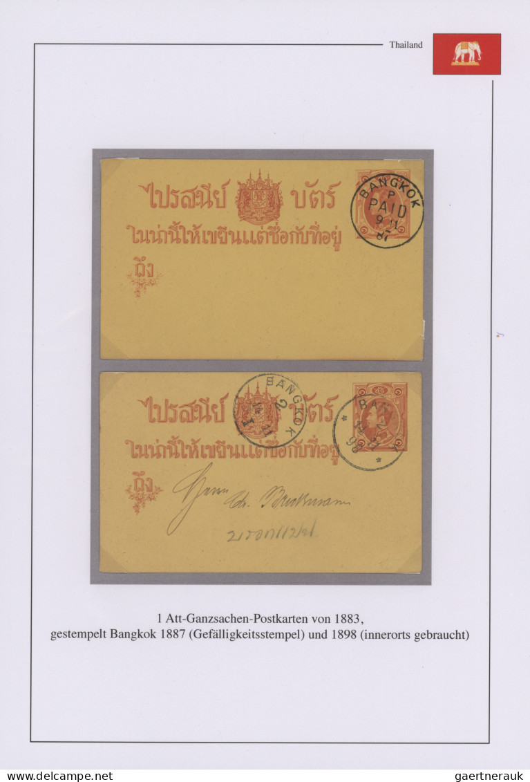 Thailand - Postal Stationery: 1887/1907, Five Stationery Cards Postally Used Res - Thailand