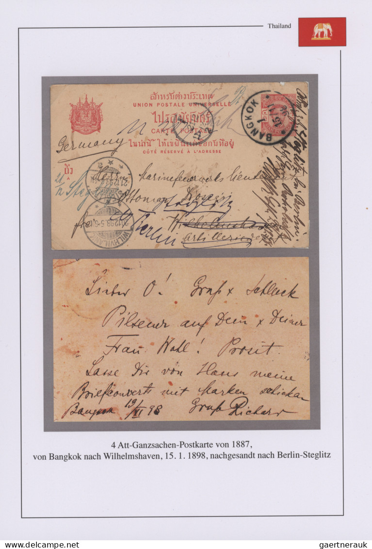 Thailand - Postal Stationery: 1887/1907, Five Stationery Cards Postally Used Res - Tailandia