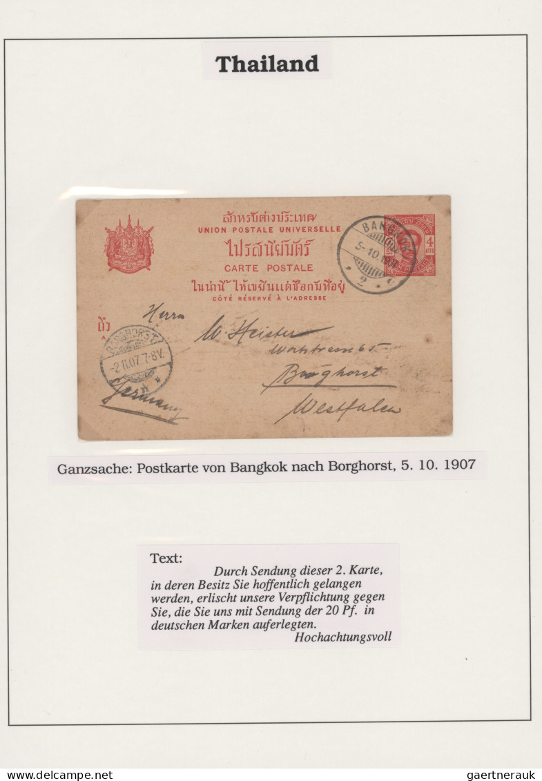 Thailand - Postal Stationery: 1887/1907, Five Stationery Cards Postally Used Res - Thaïlande