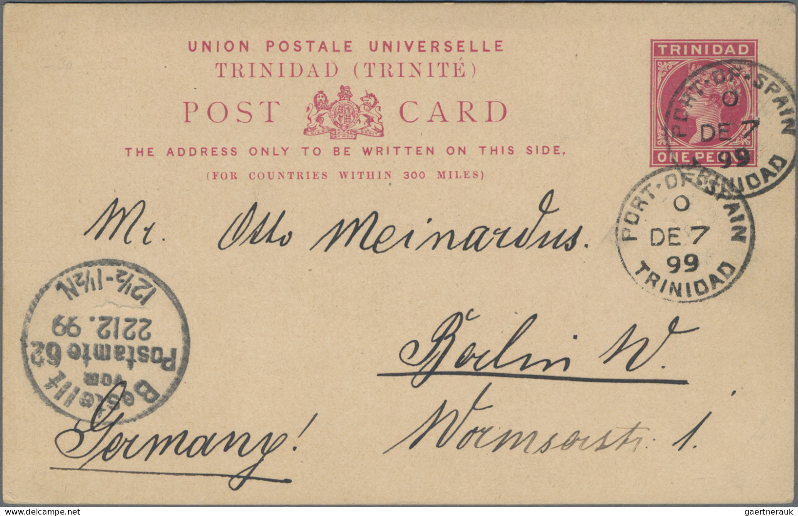 Trinidad+Tobago - Postal Stationery: 1883/1926, Trinidad, Lot Of Five Used Stati - Trinidad & Tobago (1962-...)