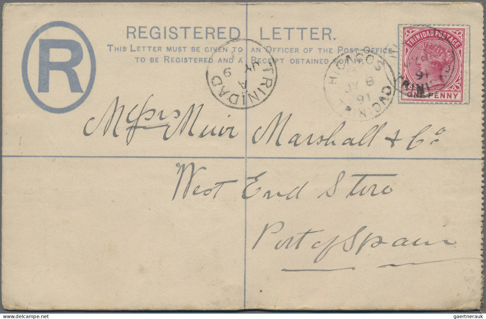 Trinidad+Tobago - Postal Stationery: 1883/1926, Trinidad, Lot Of Five Used Stati - Trinidad & Tobago (1962-...)