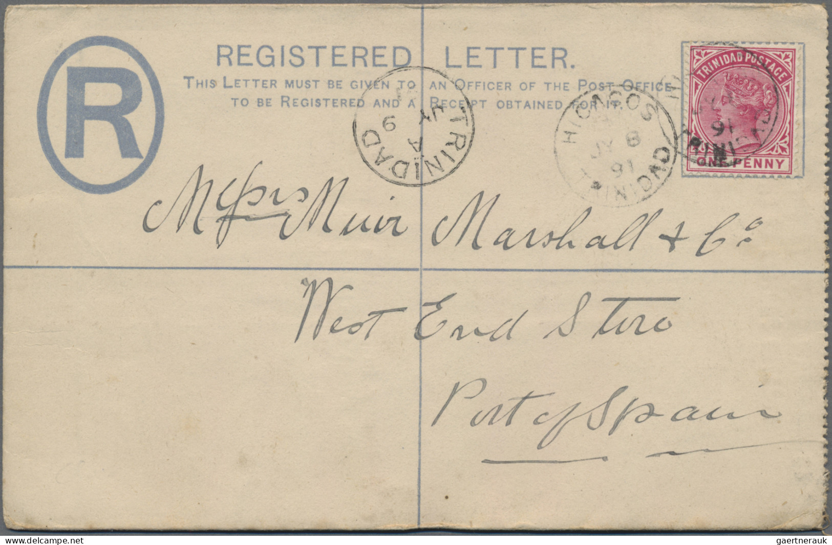 Trinidad+Tobago - Postal Stationery: 1883/1926, Trinidad, Lot Of Five Used Stati - Trindad & Tobago (1962-...)